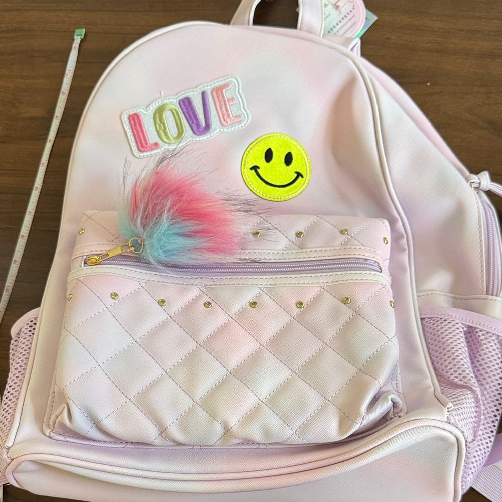 Kids Pastel Backpack with Smiley Patch